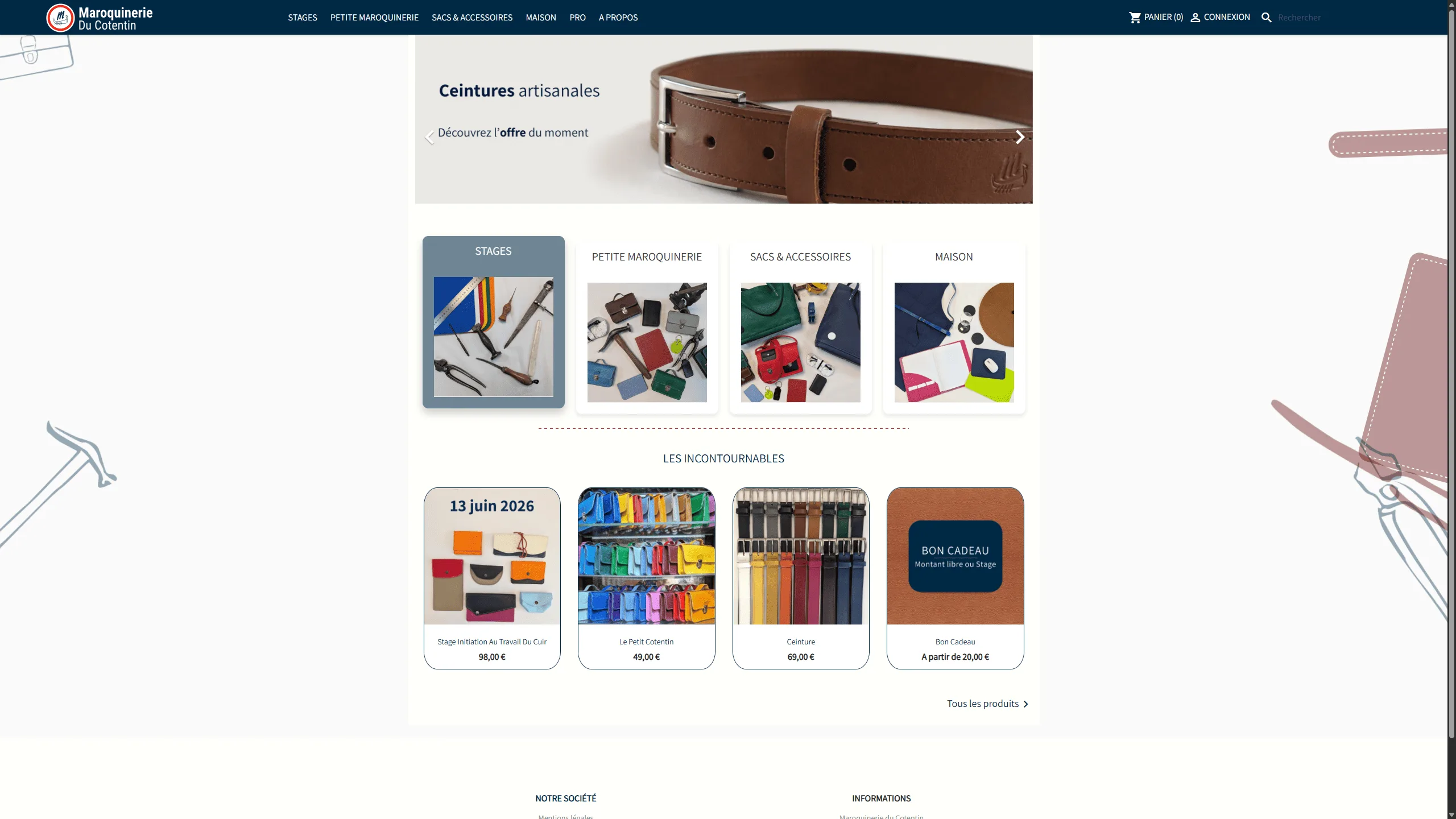 Capture du site Maroquinerie du Cotentin
